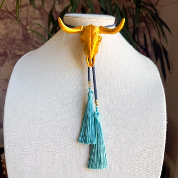 Bolo Longhorn Gold with Storm Blue & Peacock Blue