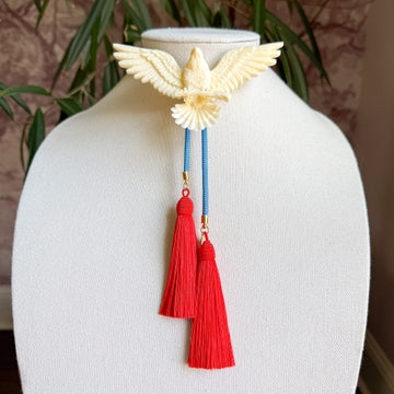 Bolo Eagle Ivory with Baby Blue & Red