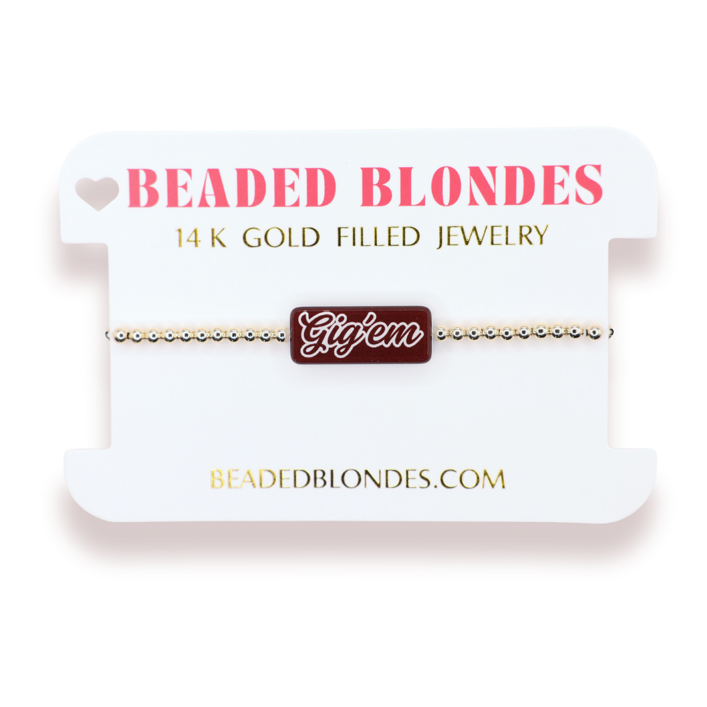 Gig ‘Em Block Bracelet on Gold