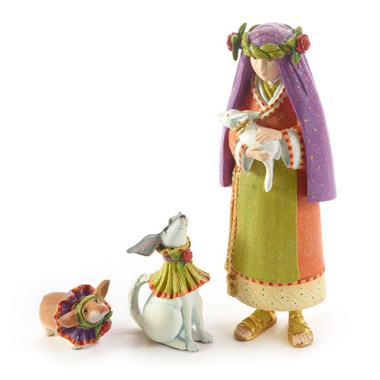 Nativity Shepherdess with Dog Figures