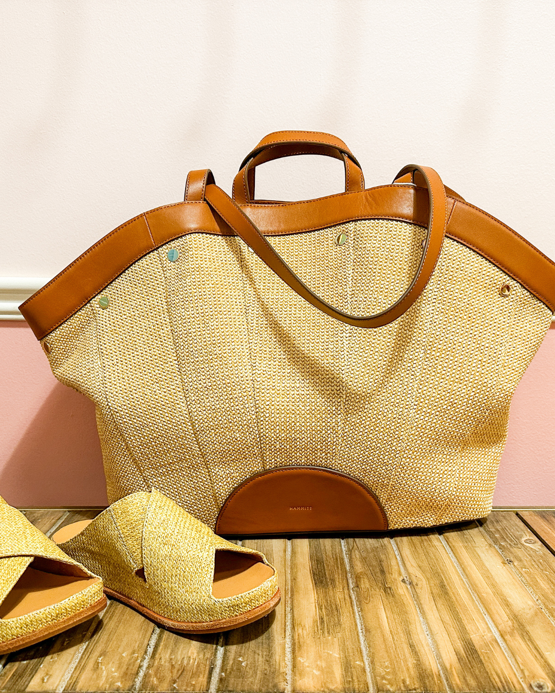 Hammitt SHELLEY RESORT TOTE Cocoa Raffia / Gold