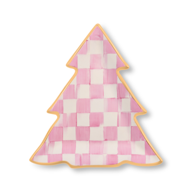 Mackenzie-Childs Dish Tree Bubblegum Pink Check