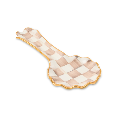 Spoon Rest Mocha Check Ceramic