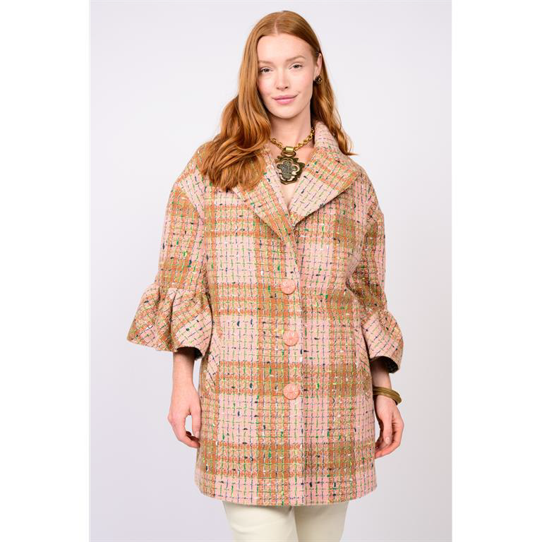 Ivy Jane COAT PLAID RUFFLE SLEEVE