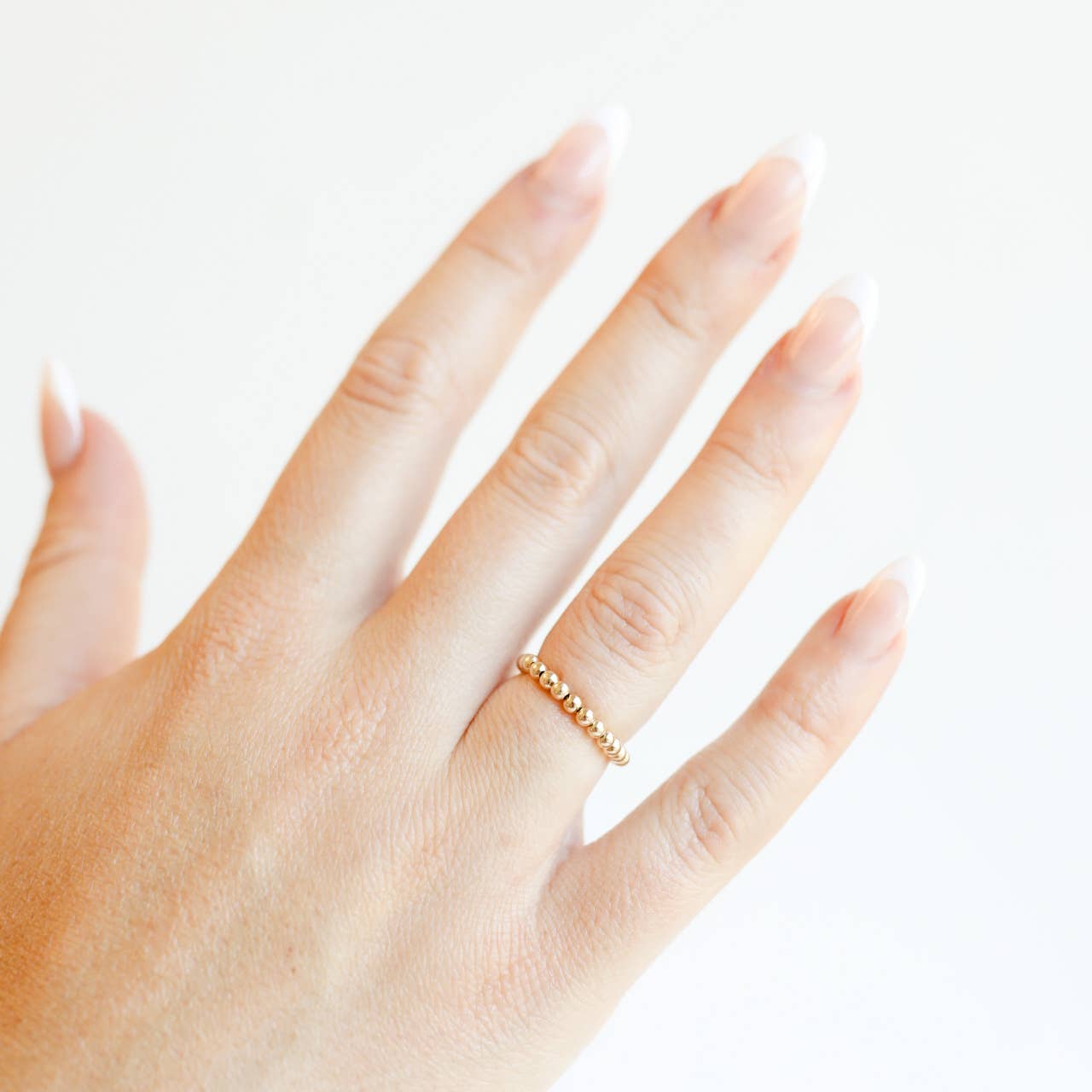 Ella Ring Beaded Band in Gold