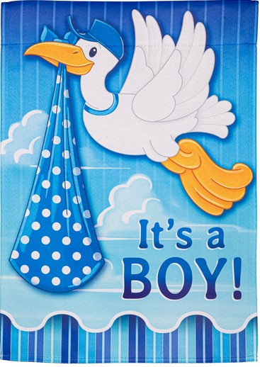 Flag Stork with Special Delivery Suede Garden 12.5x18 (Boy & Girl Flag)