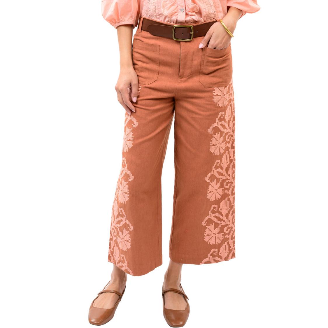 Ivy Jane Pant Embroidered Sides Rust