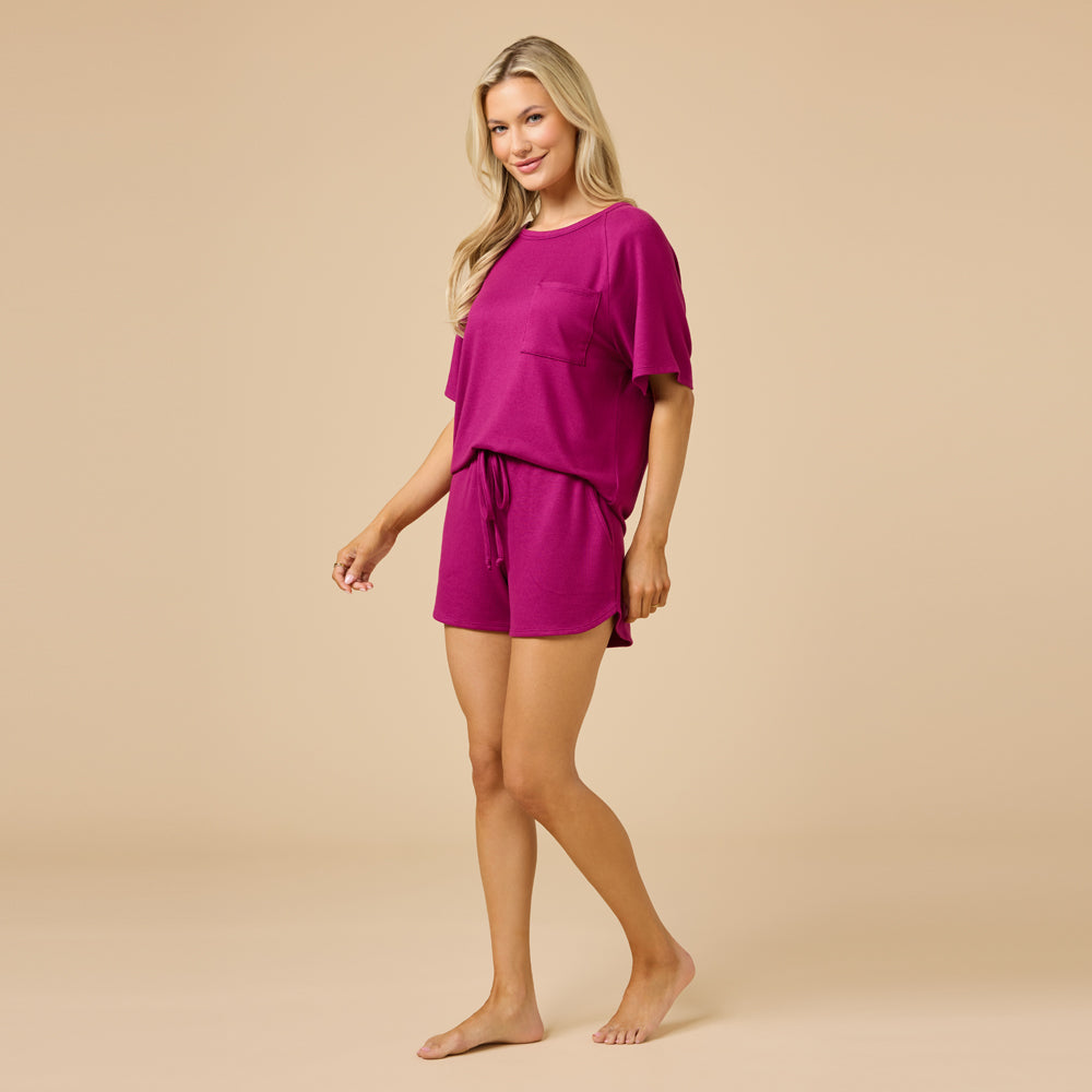 Lounge Set Dream Slouchy Tee & Short Magenta
