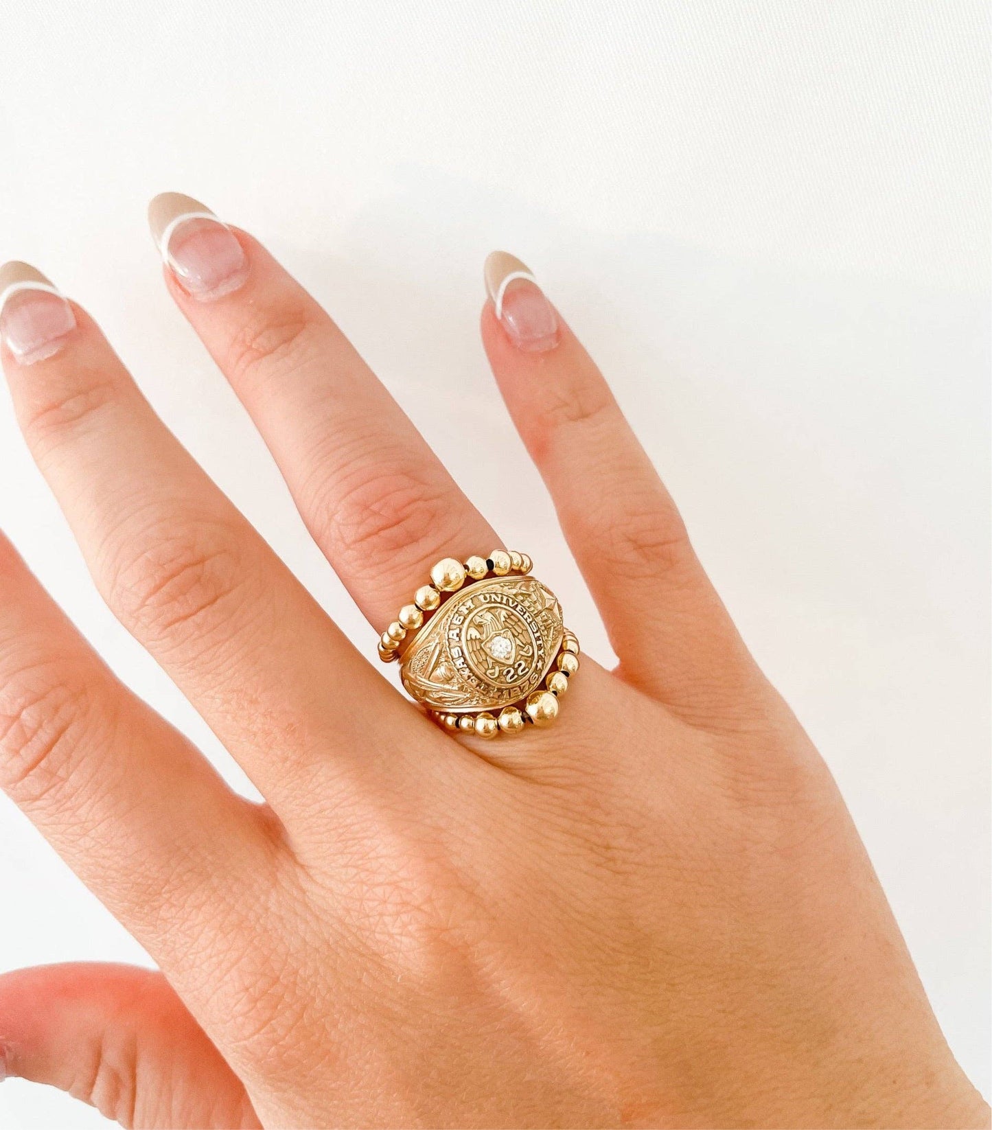 Lauren Cascade Beaded Band Gold