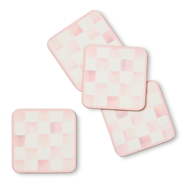 Coaster Set Rosy Check Cork Back