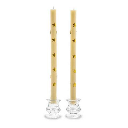 DINNER CANDLES STARS GOLD SET OF 2