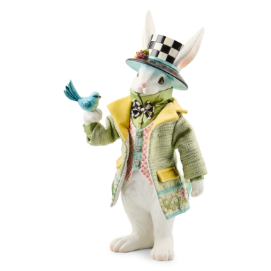resin bunny with at and Courtley check top hat
