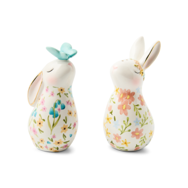 floral bunny salt and pepper shaker