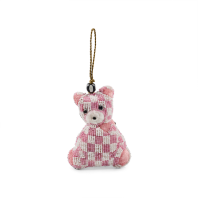 Mackenzie-Childs Ornament Bear Rosy Check Beaded