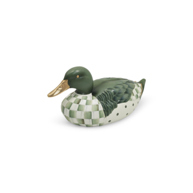 Mackenzie-Childs Mallard Duck Sage Check Figurine