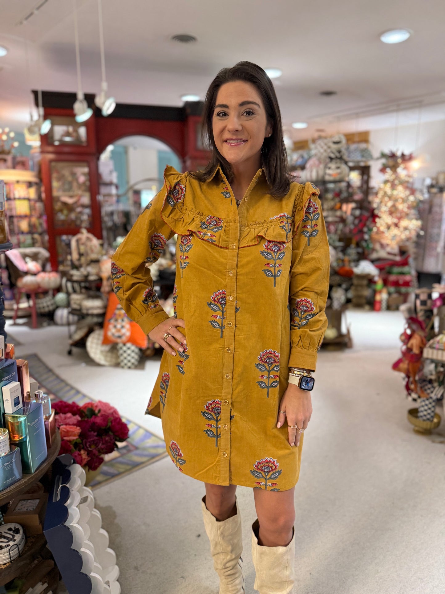 IJ Dress Ruffled Yoke Shirtdress