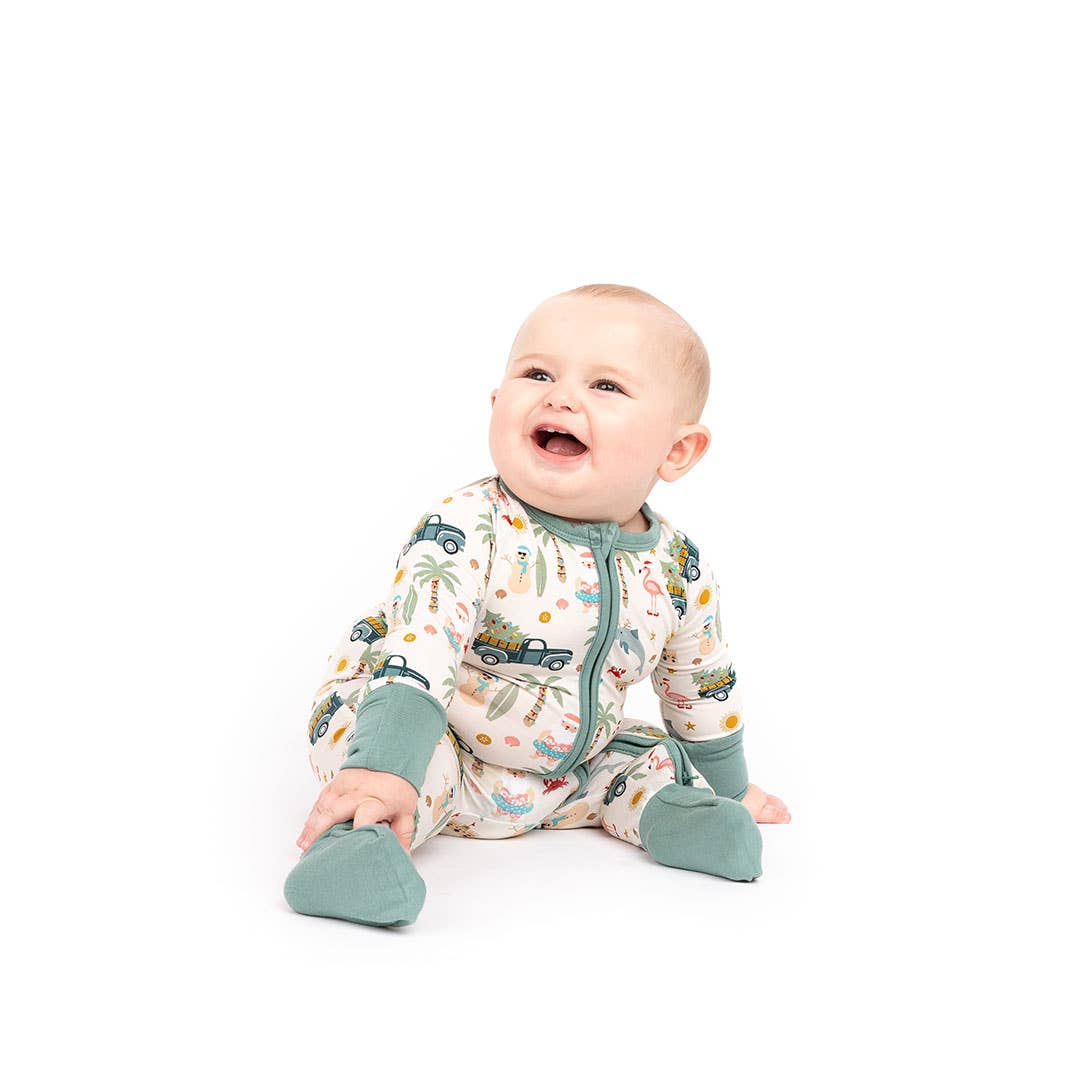 Pajamas Coastal Christmas Holiday Bamboo Baby Convertible Romper