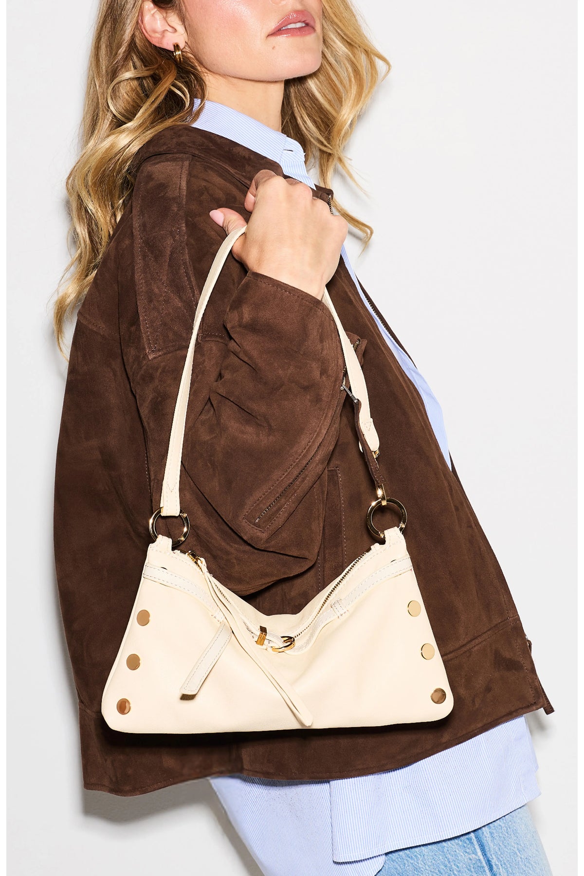 Hammitt KYLE SML Belted Parchment / Gold Shoulder Bag