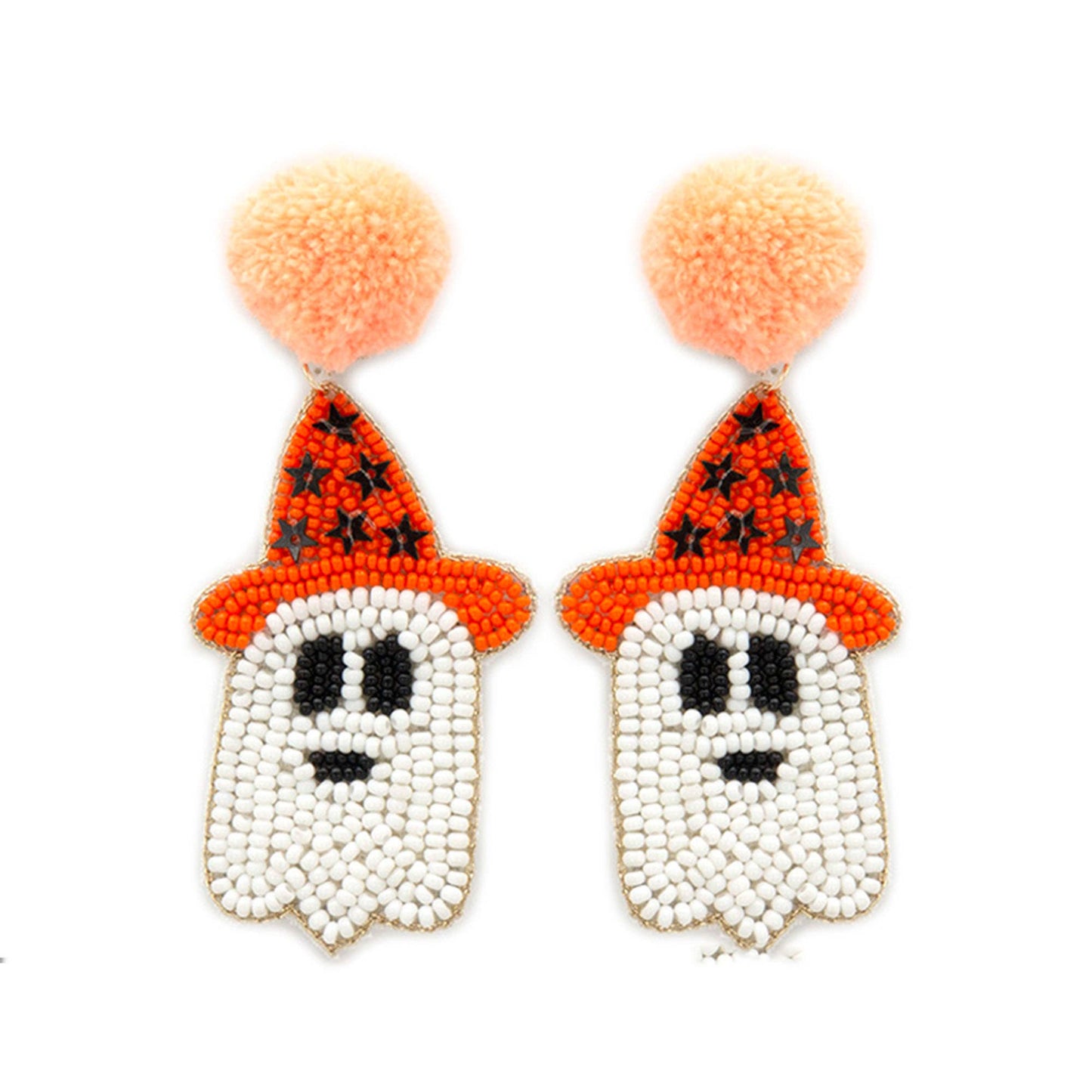EARRING SEED BEAD HALLOWEEN GHOST DANGLE