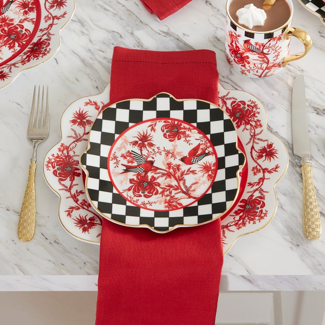 Salad Plate Cardinal Toile