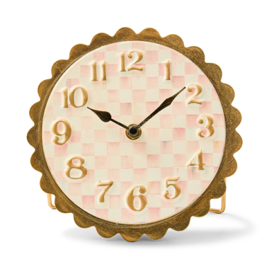 Clock Desk Scalloped Rosy Check Desk