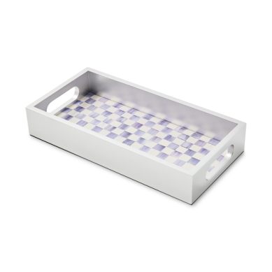 Mackenzie Childs Tray Vanity Violet Check Glass