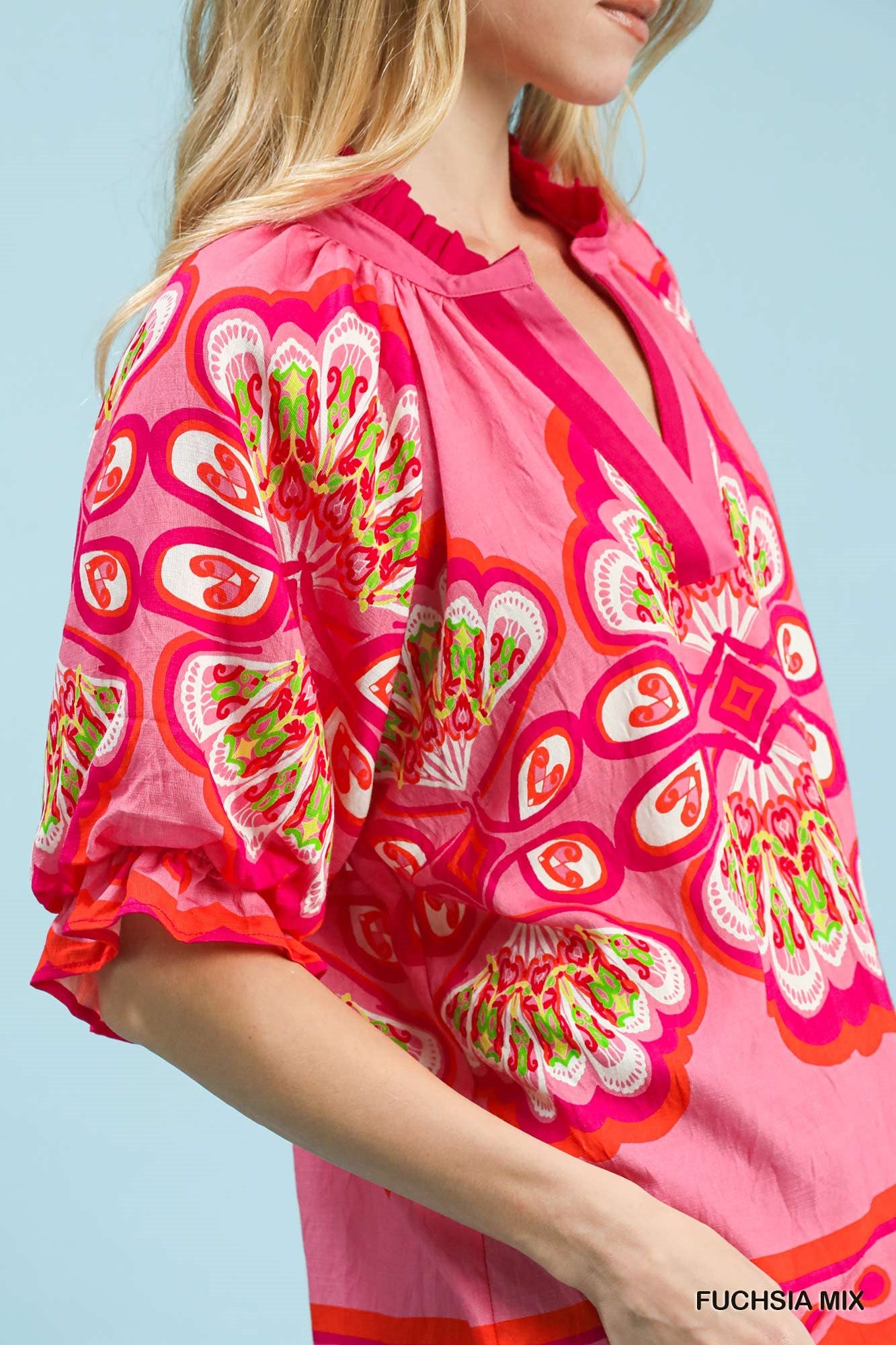 TOP Mix Boho Print V-Neck