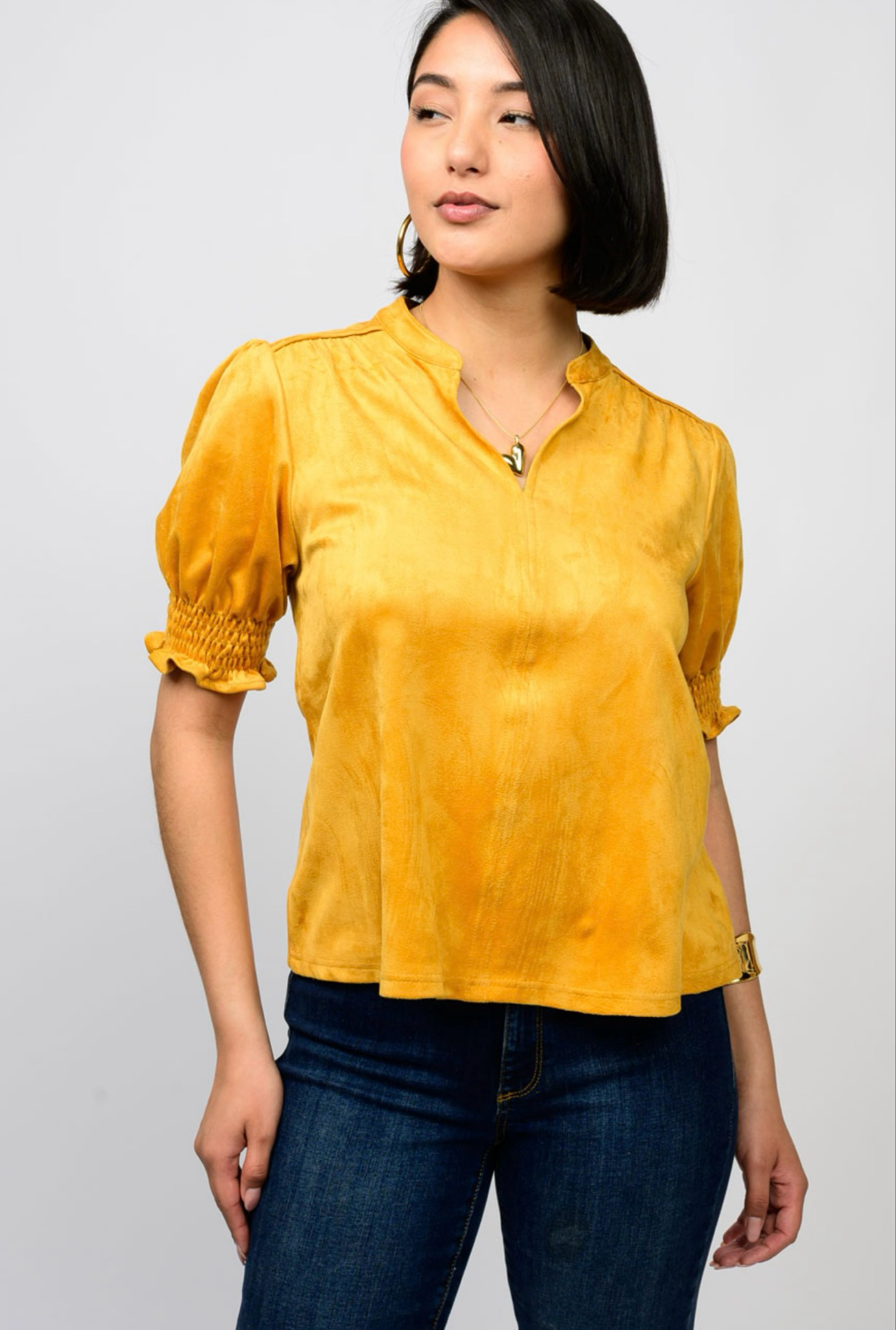 Ivy Jane Gold Suede Top