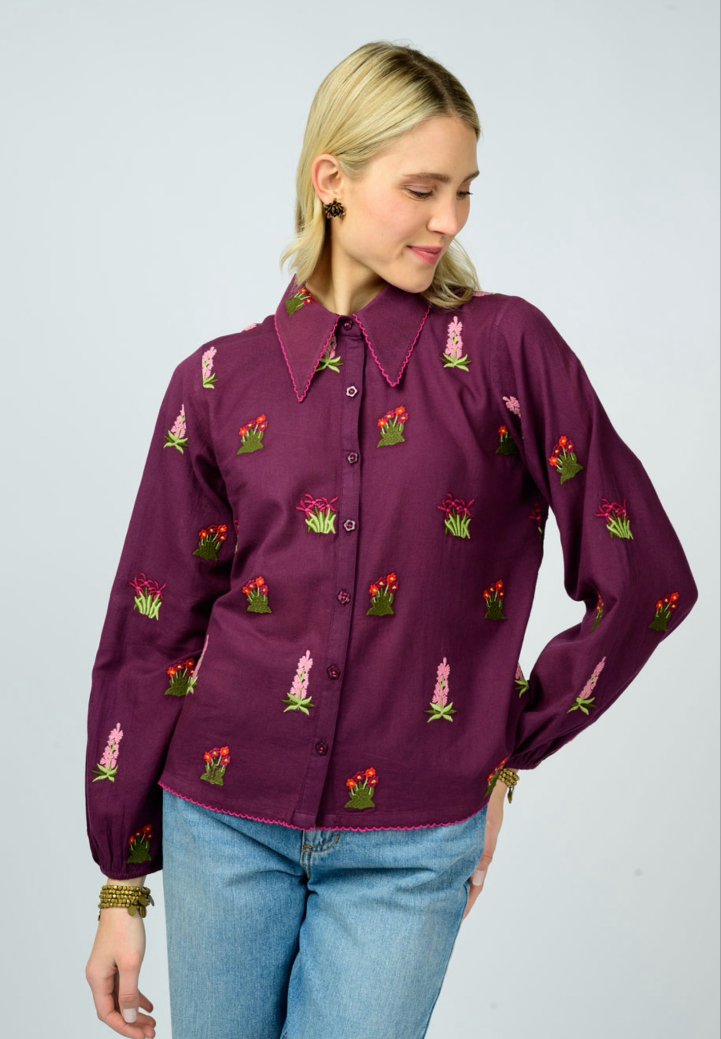 Ivy Jane Top Scattered Embroidered Shirt