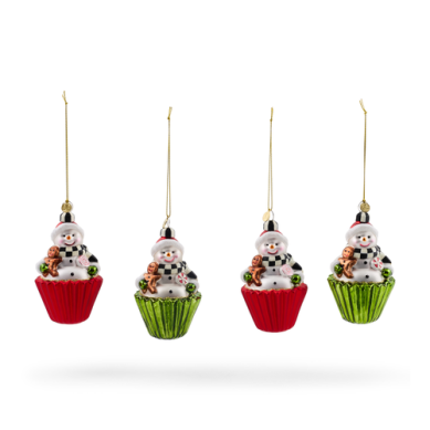 Mackenzie-Childs Ornament Cupcake Snowman Glass