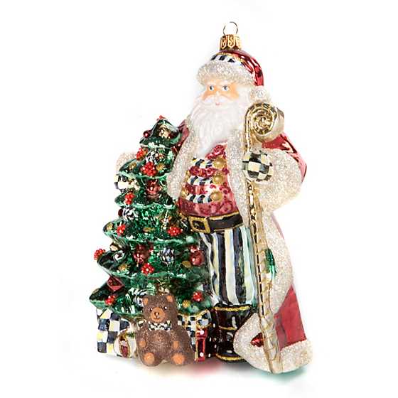 CHRISTMAS MAGIC SANTA WITH STAFF GLASS ORNAMENT