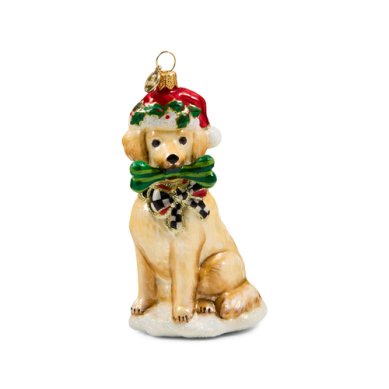 Mackenzie-Childs Ornament Golden Retriever Dog Holiday Glass