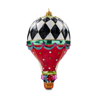 Mackenzie-Childs Ornament Hot Air Balloon Confetti Holiday Glass