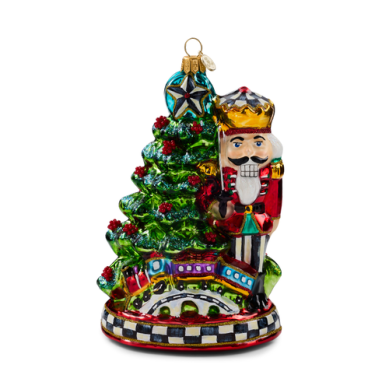 Mackenzie-Childs Ornament Nutcracker by Tree Holiday Glass
