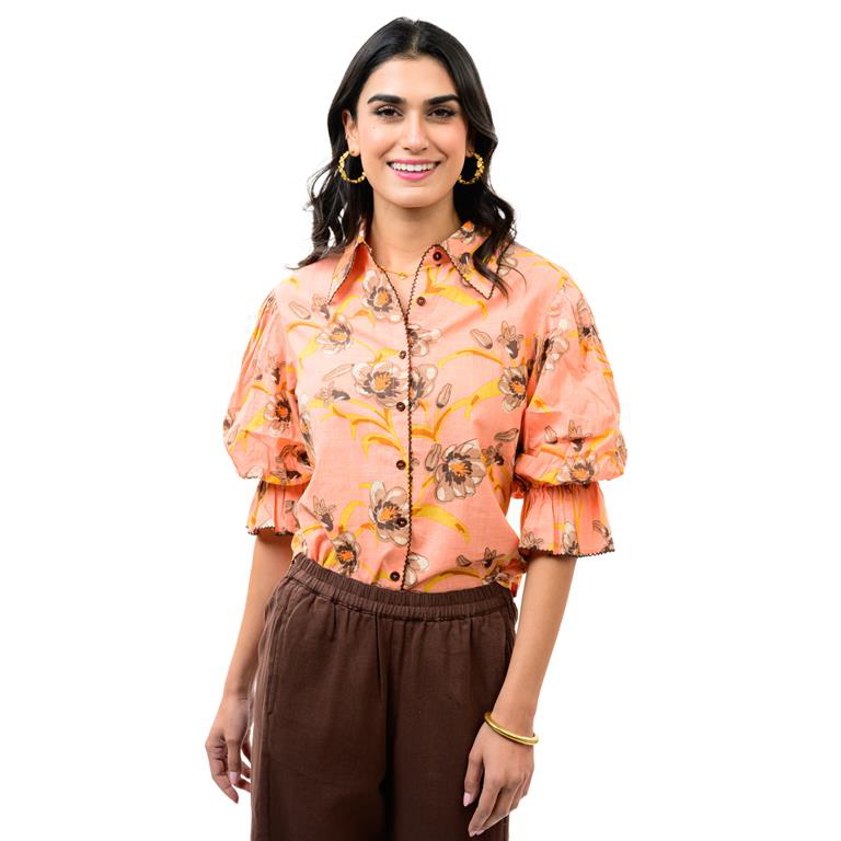 Ivy Jane Top POINTED COLLAR POOF SLEEVE SHIRT