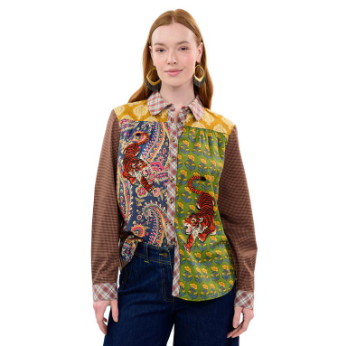 Ivy Jane TOP TIGER EMBROIDERED PATCH SHIRT FLORAL