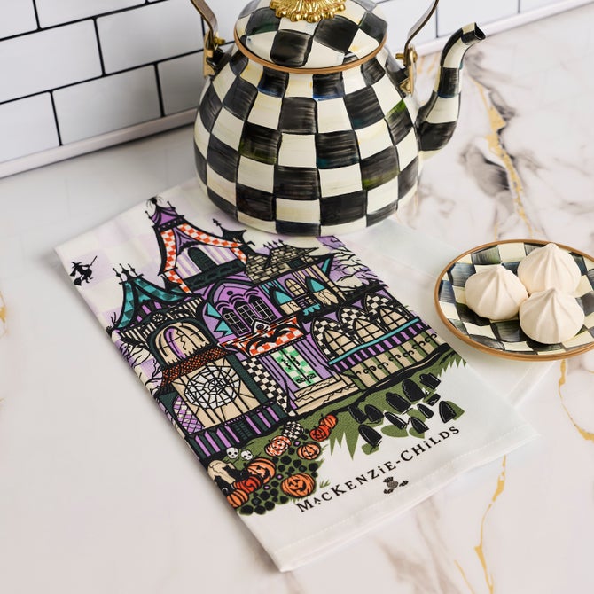 Mackenzie Childs Dish Towel Haunted House Printed