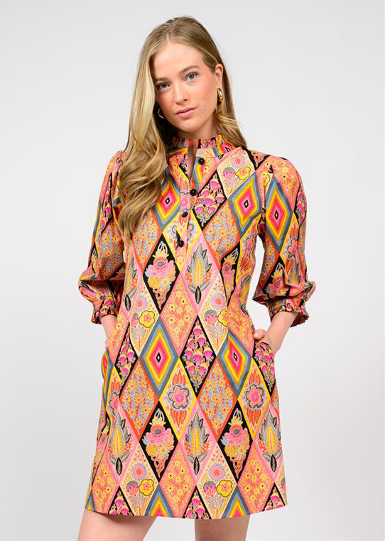 UF Dress Back Tie Patterned