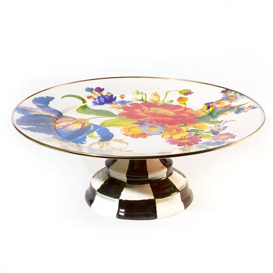 Pedestal Platter White Flower Market
