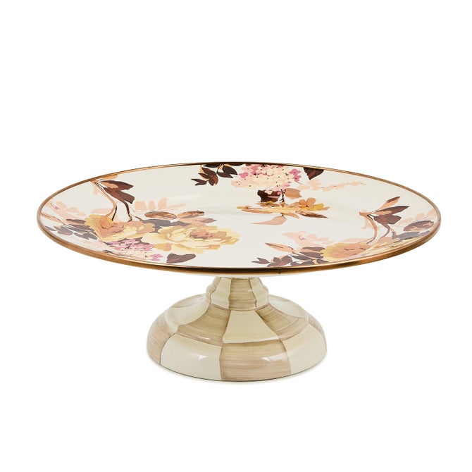 Pedestal Platter Wild Rose White