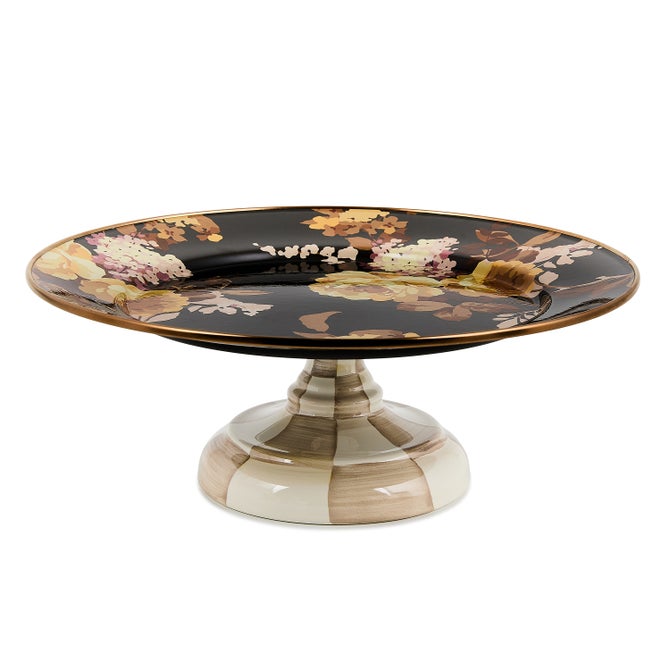 Pedestal Platter Wild Rose Brown