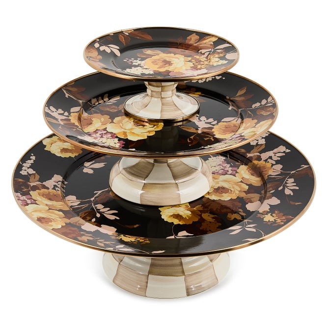 Pedestal Platter Wild Rose Brown