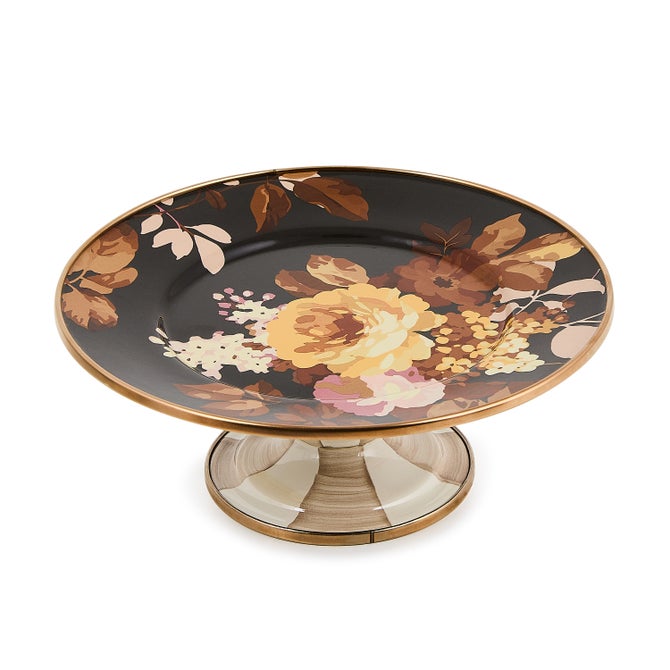 Pedestal Platter Wild Rose Brown