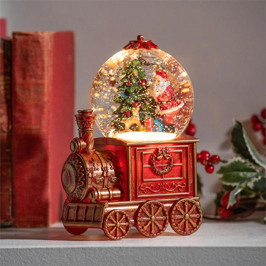 Water Lantern Train North Pole Express LED Spinning w/ Santa & Tree