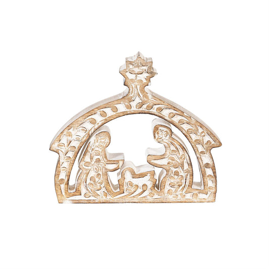 Nativity Table Decor Embossed Wood