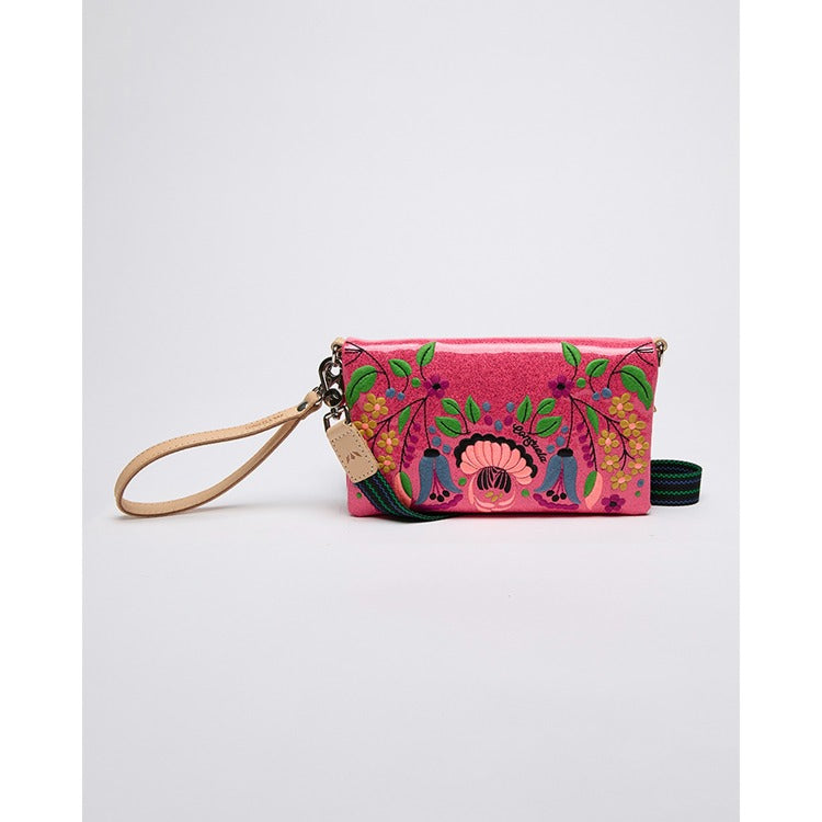 pink crossbody with embroidery