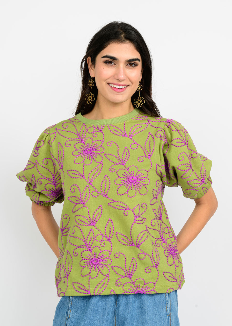 IJ TOP FLORAL VINES KNIT (2 Colors)