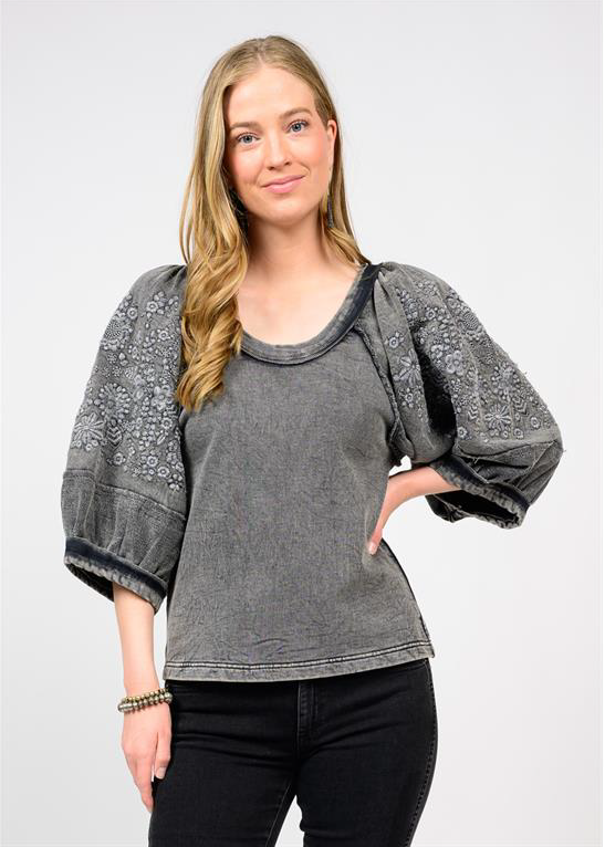 Ivy Jane Top Embroidered Floral Knit