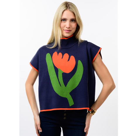 Ivy Jane TOP TULIP POPOVER SWEATER NAVY