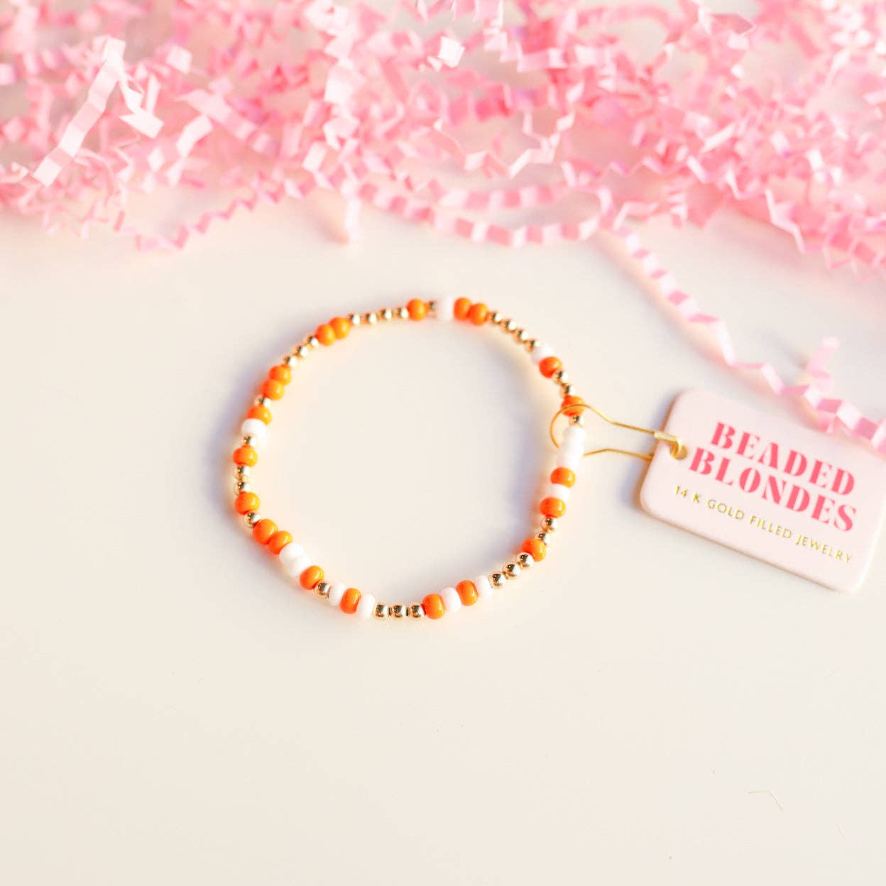 Orange & White Game Day Sprinkle Bracelet